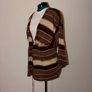 Lane Bryant Brown and Tan Striped Sweater